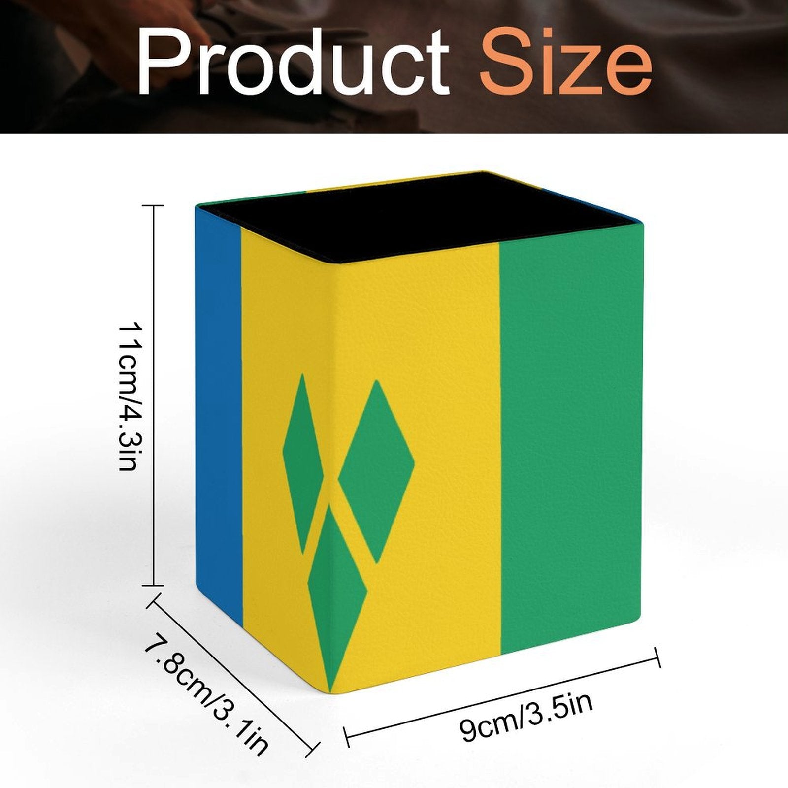 St Vincent Flag Square Pen Holder