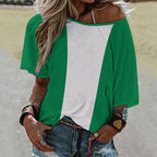 Nigeria Flag Women’s Loose Half-Sleeve Boat Neck T-Shirt