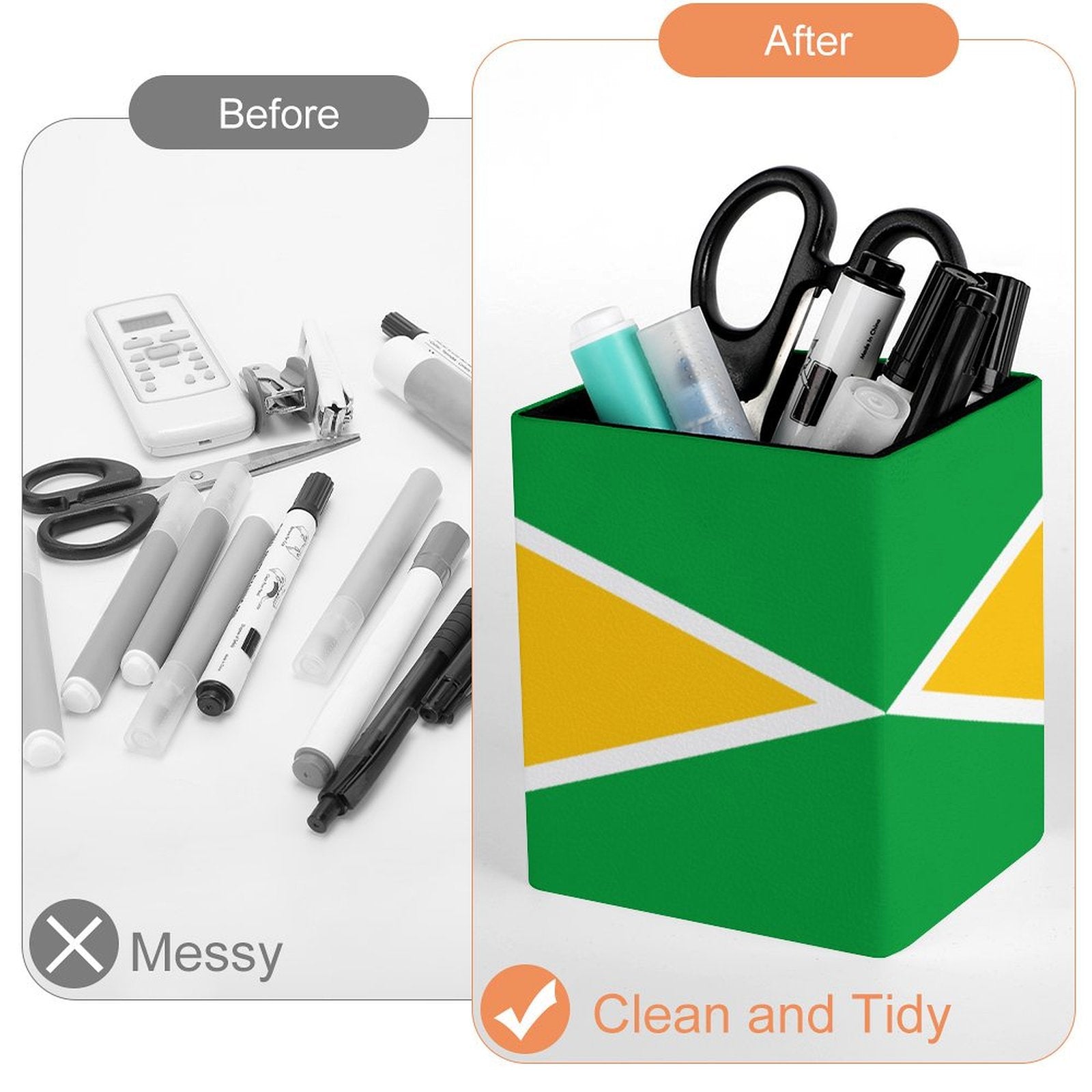 Guyana Flag Square Pen Holder