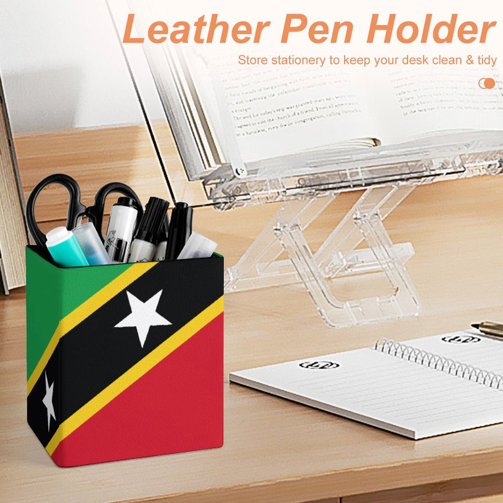 St Kitts Flag Square Pen Holder