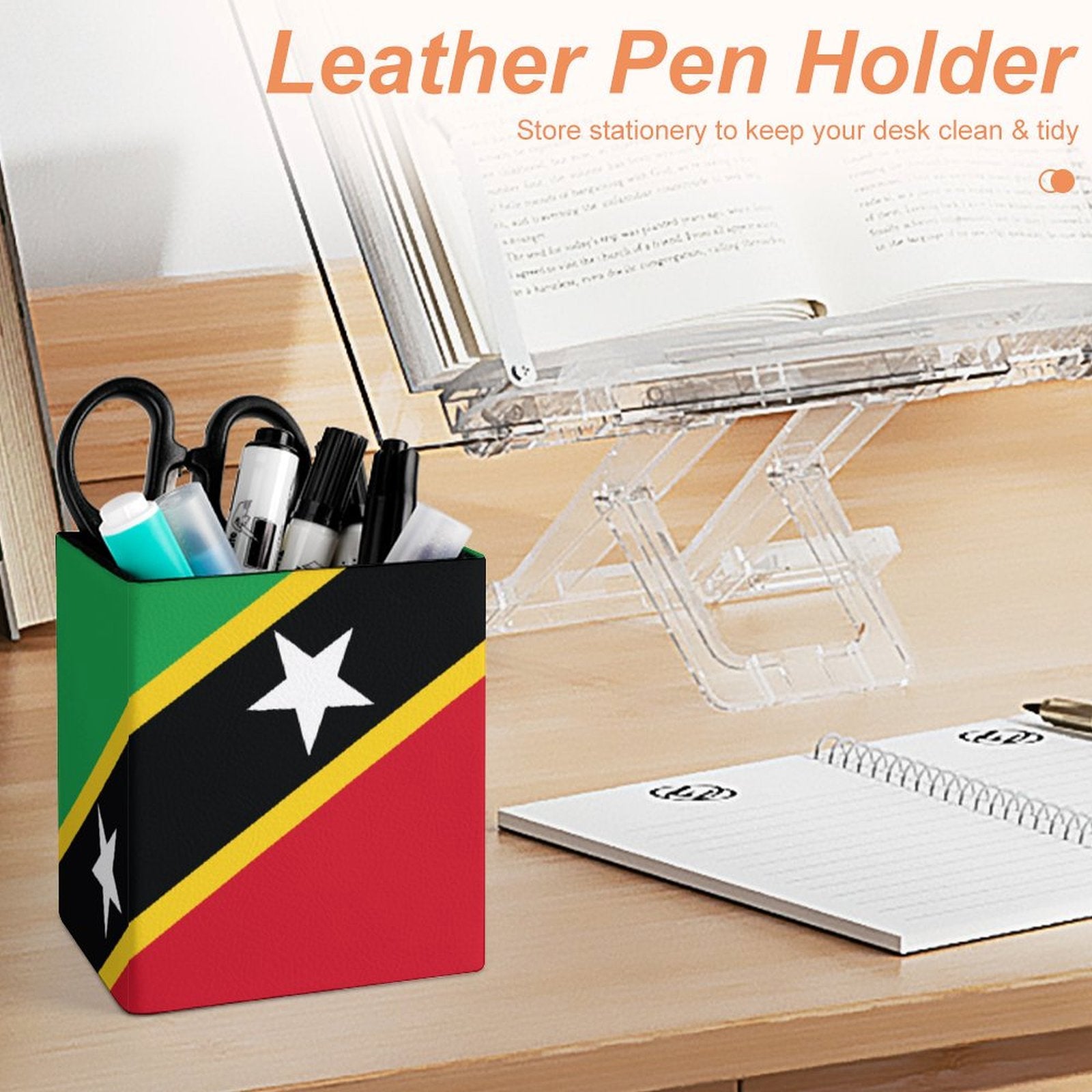 St Kitts Flag Square Pen Holder