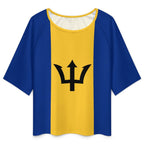 Barbados Flag Women’s Loose Half-Sleeve Boat Neck T-Shirt