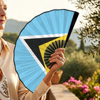 St Lucia Flag Double-Sided Custom Folding Fan