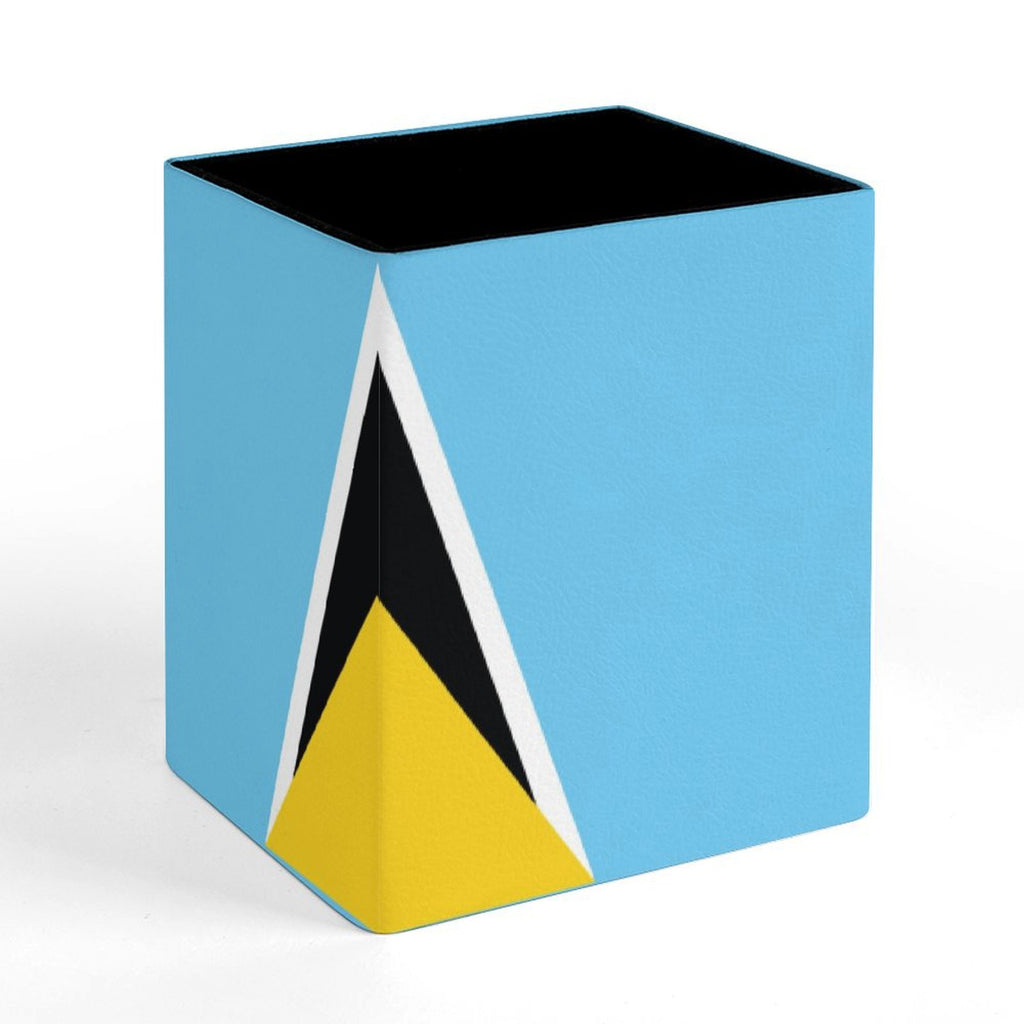 St Lucia Flag Square Pen Holder