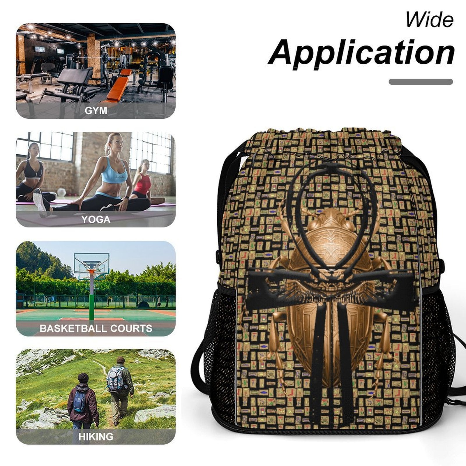 Ancient Nubia (Black) Sports Drawstring Bag