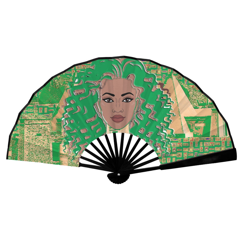 Nubian Girl (Green) Double-Sided Custom Folding Fan