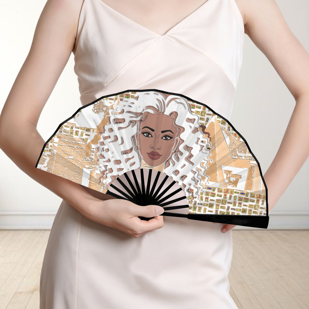 Nubian Girl (White) Double-Sided Custom Folding Fan