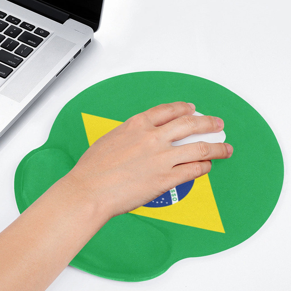 Brazil Flag Mouse Pad with Wrist Rest Support