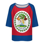 Belize Flag Women’s Loose Half-Sleeve Boat Neck T-Shirt