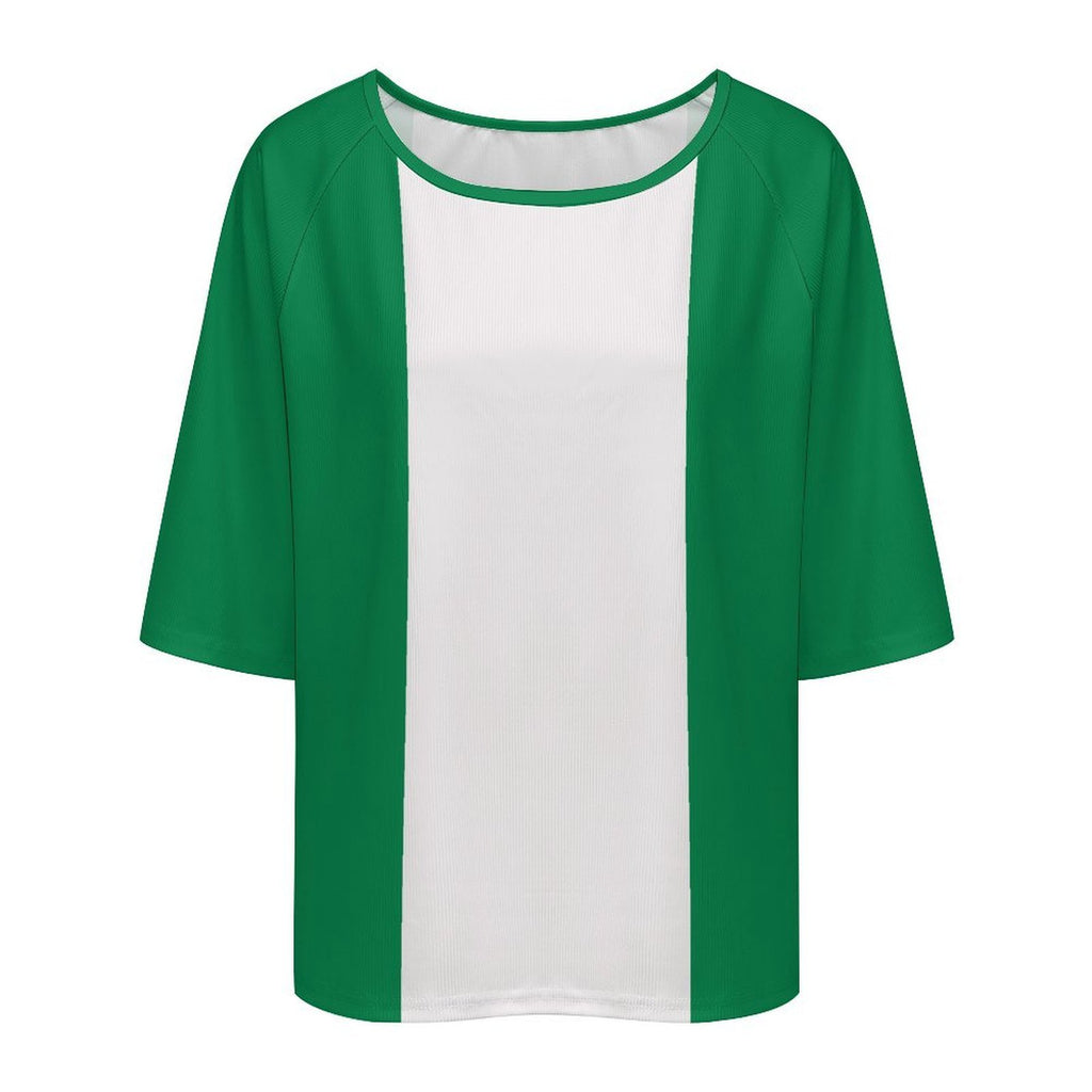 Nigeria Flag Women’s Loose Half-Sleeve Boat Neck T-Shirt