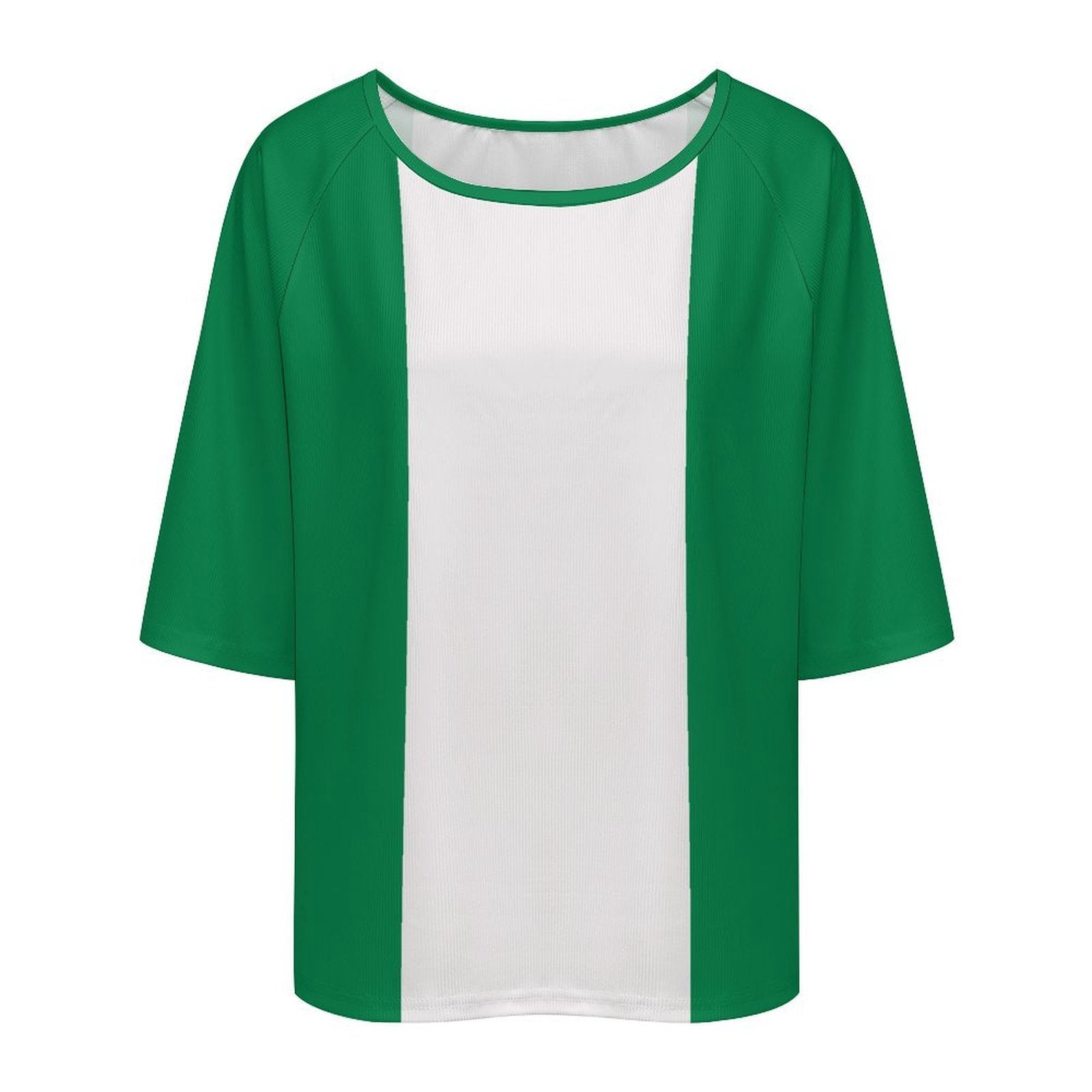 Nigeria Flag Women’s Loose Half-Sleeve Boat Neck T-Shirt