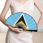 St Lucia Flag Double-Sided Custom Folding Fan