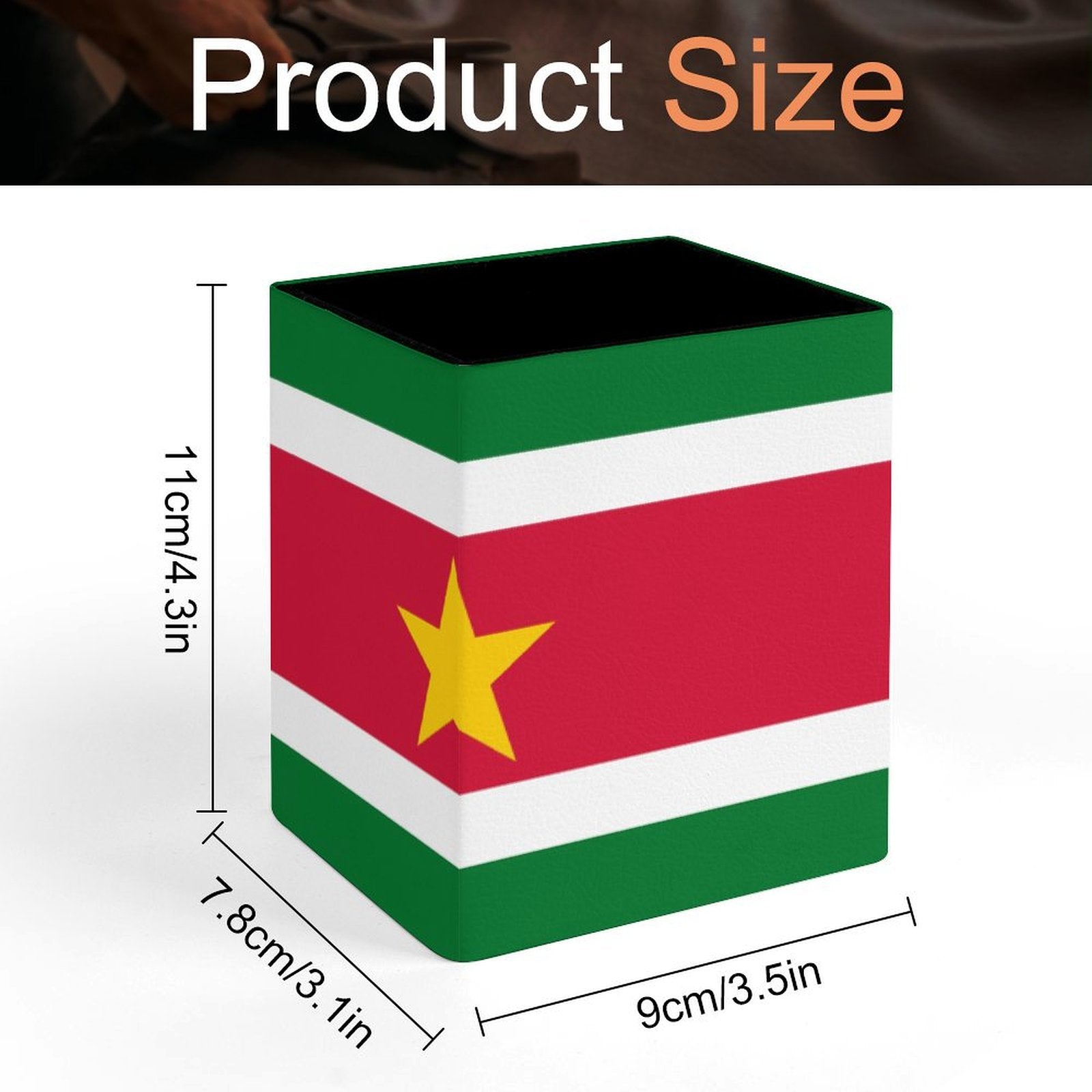 Suriname Flag Square Pen Holder
