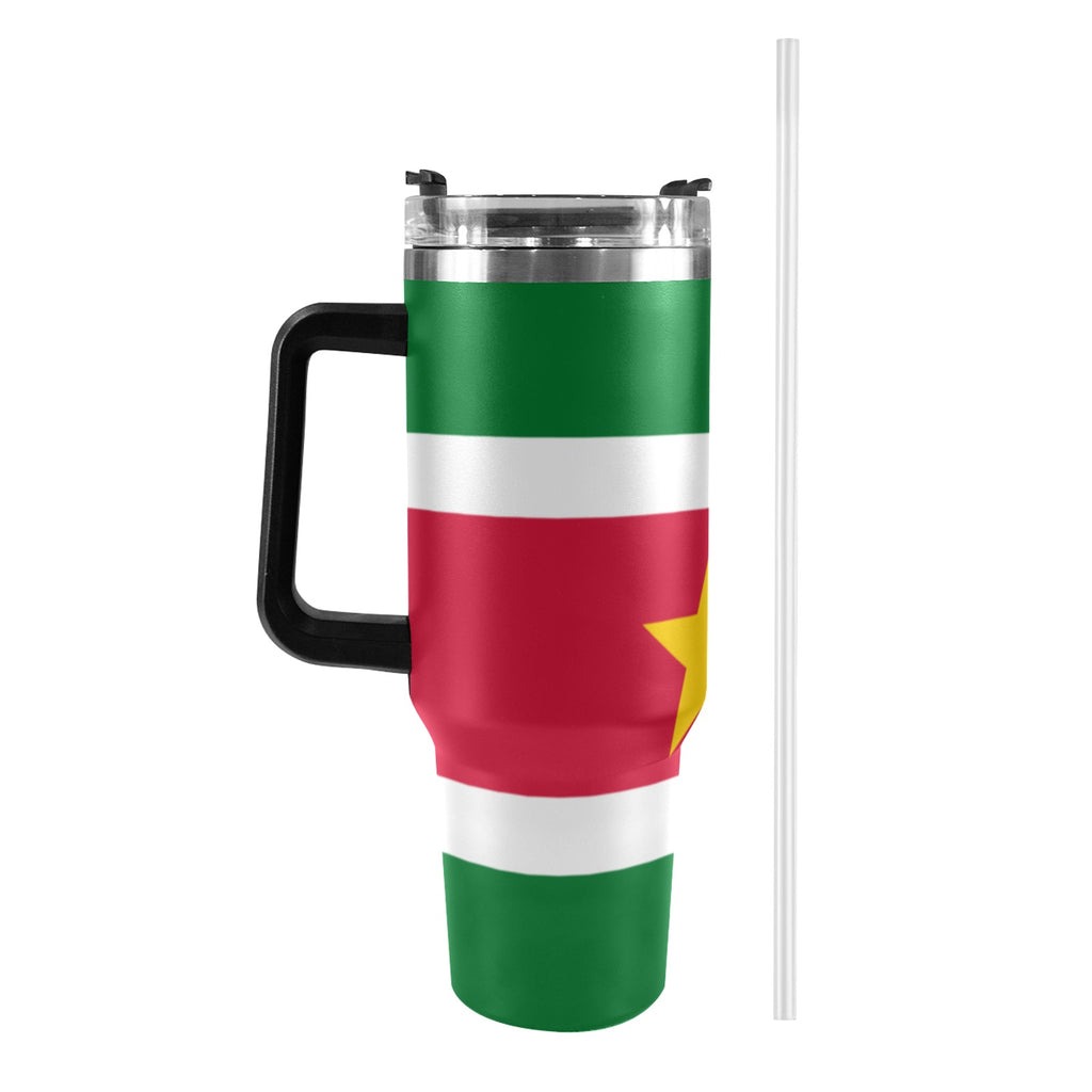 Suriname Flag 40oz Tumbler with Black Handle