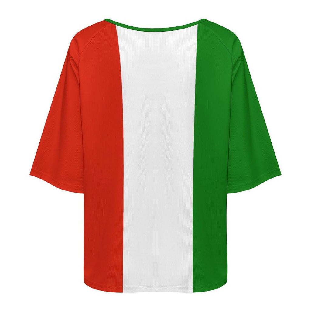 Italy Flag Women’s Loose Half-Sleeve Boat Neck T-Shirt