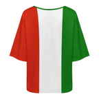 Italy Flag Women’s Loose Half-Sleeve Boat Neck T-Shirt