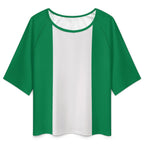 Nigeria Flag Women’s Loose Half-Sleeve Boat Neck T-Shirt