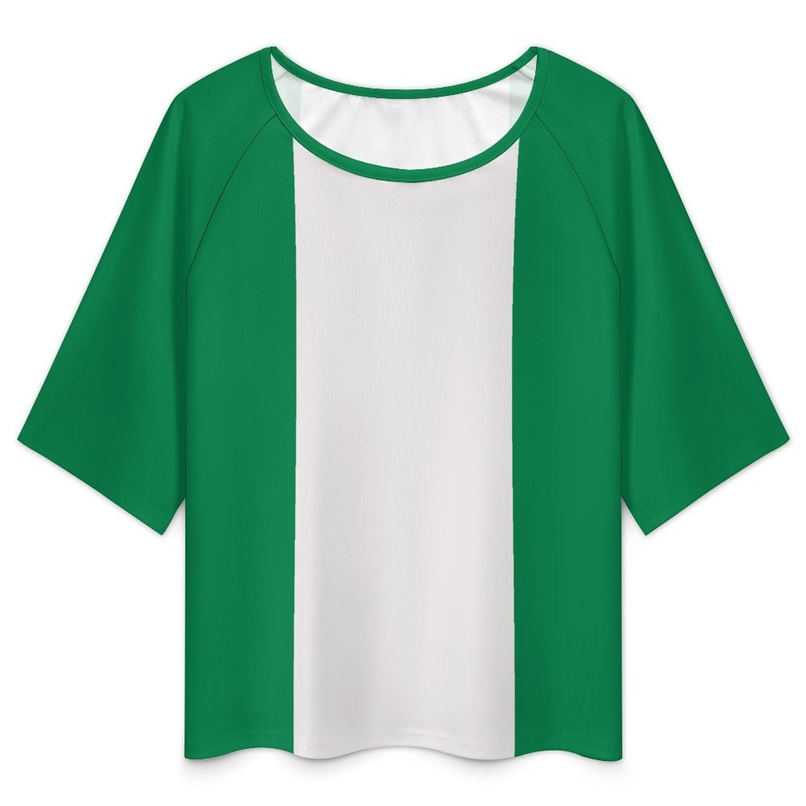 Nigeria Flag Women’s Loose Half-Sleeve Boat Neck T-Shirt