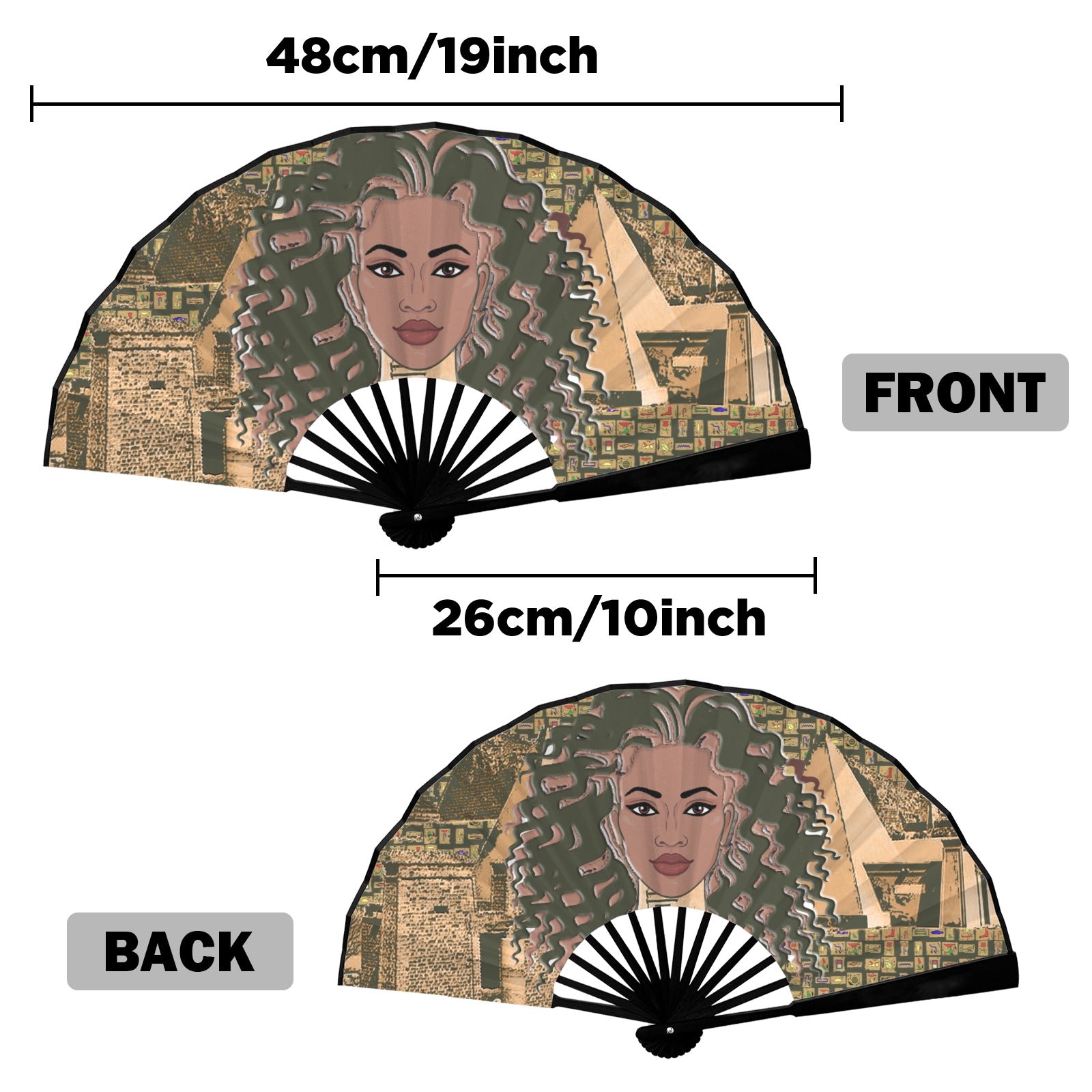 Nubian Girl (Olive) Double-Sided Custom Folding Fan