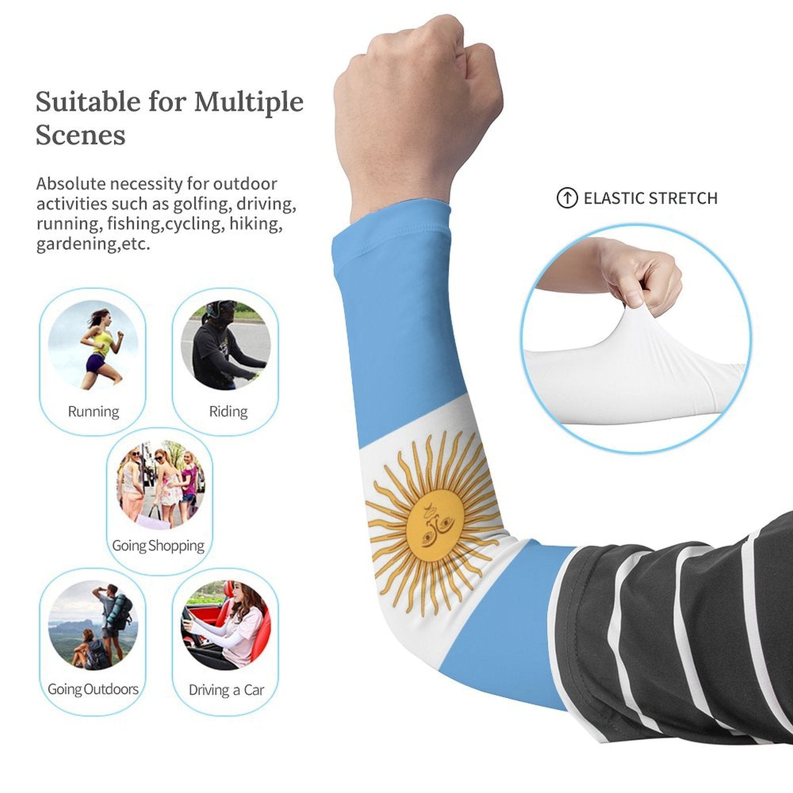Argentina Flag Cooling Compression Arm Sleeves