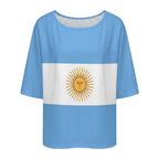 Argentina Flag Women’s Loose Half-Sleeve Boat Neck T-Shirt