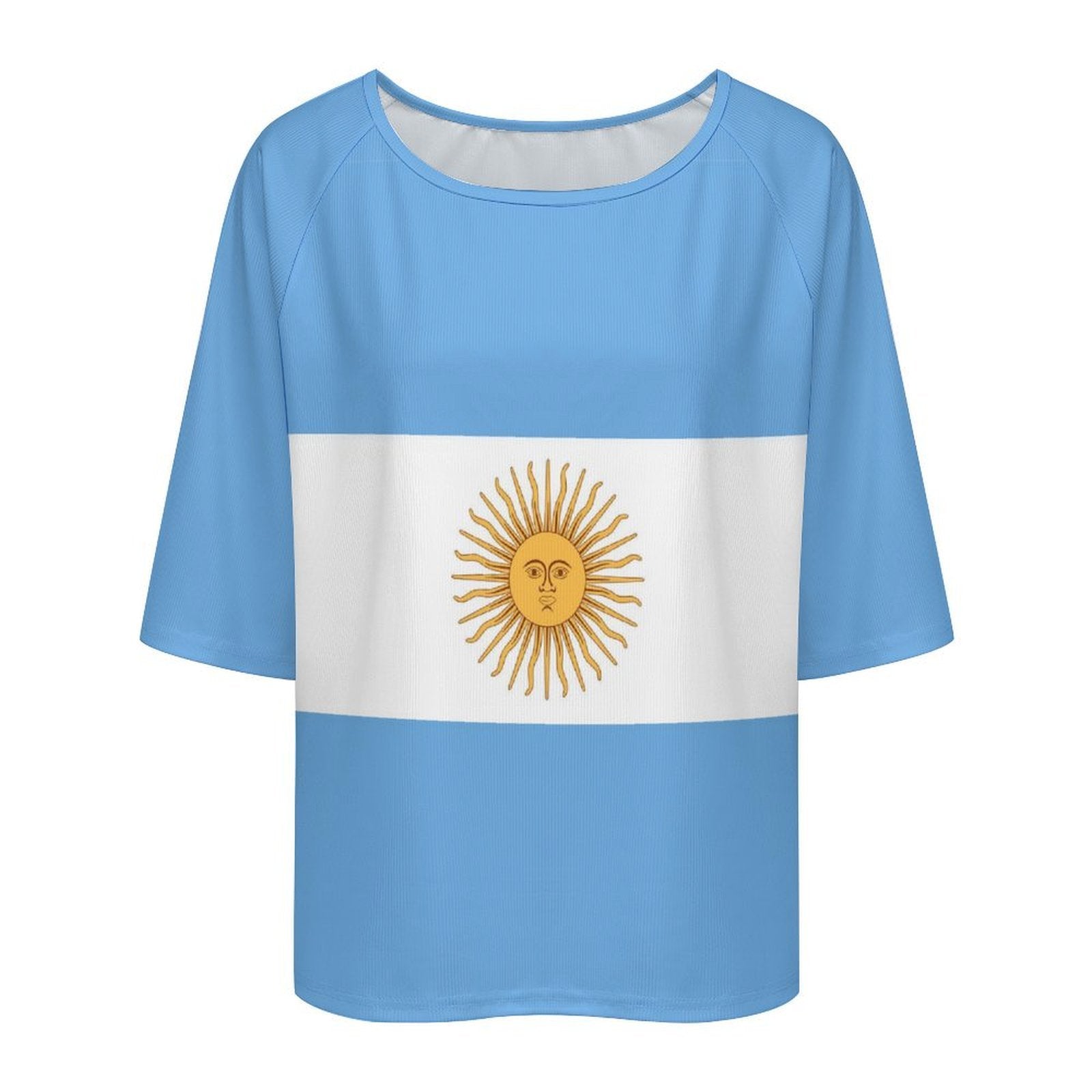 Argentina Flag Women’s Loose Half-Sleeve Boat Neck T-Shirt