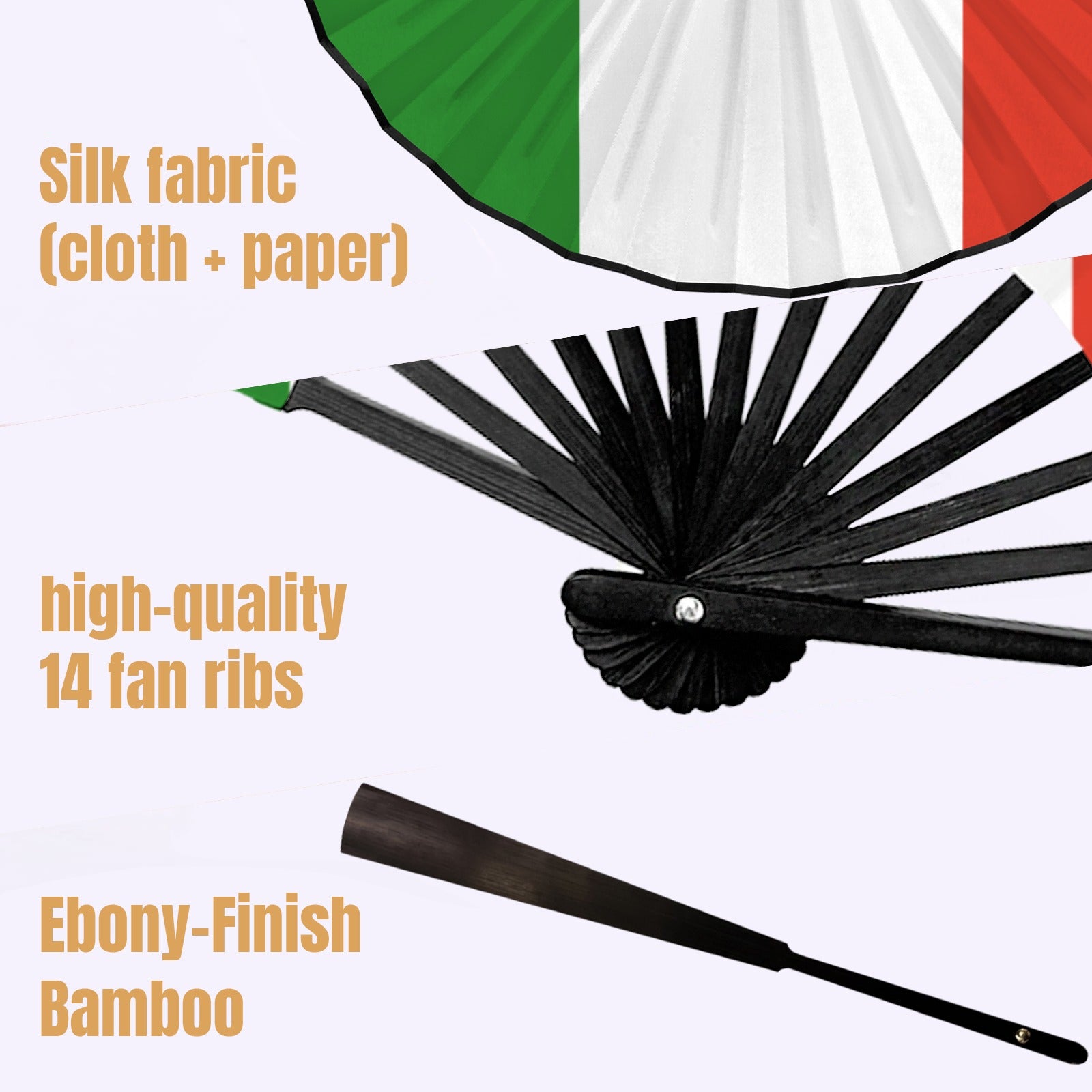 Italy Flag Double-Sided Custom Folding Fan