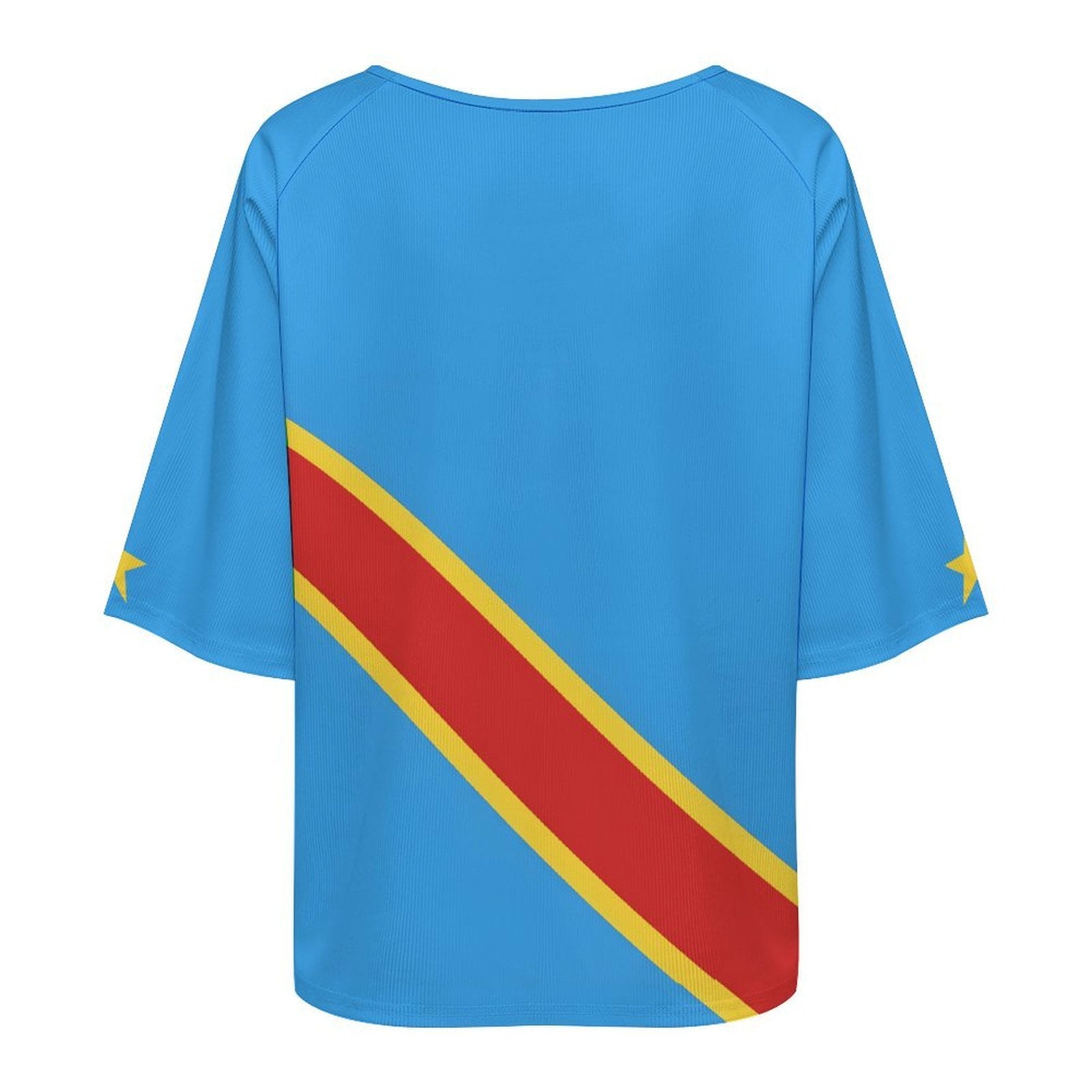 D R Congo Flag Women’s Loose Half-Sleeve Boat Neck T-Shirt