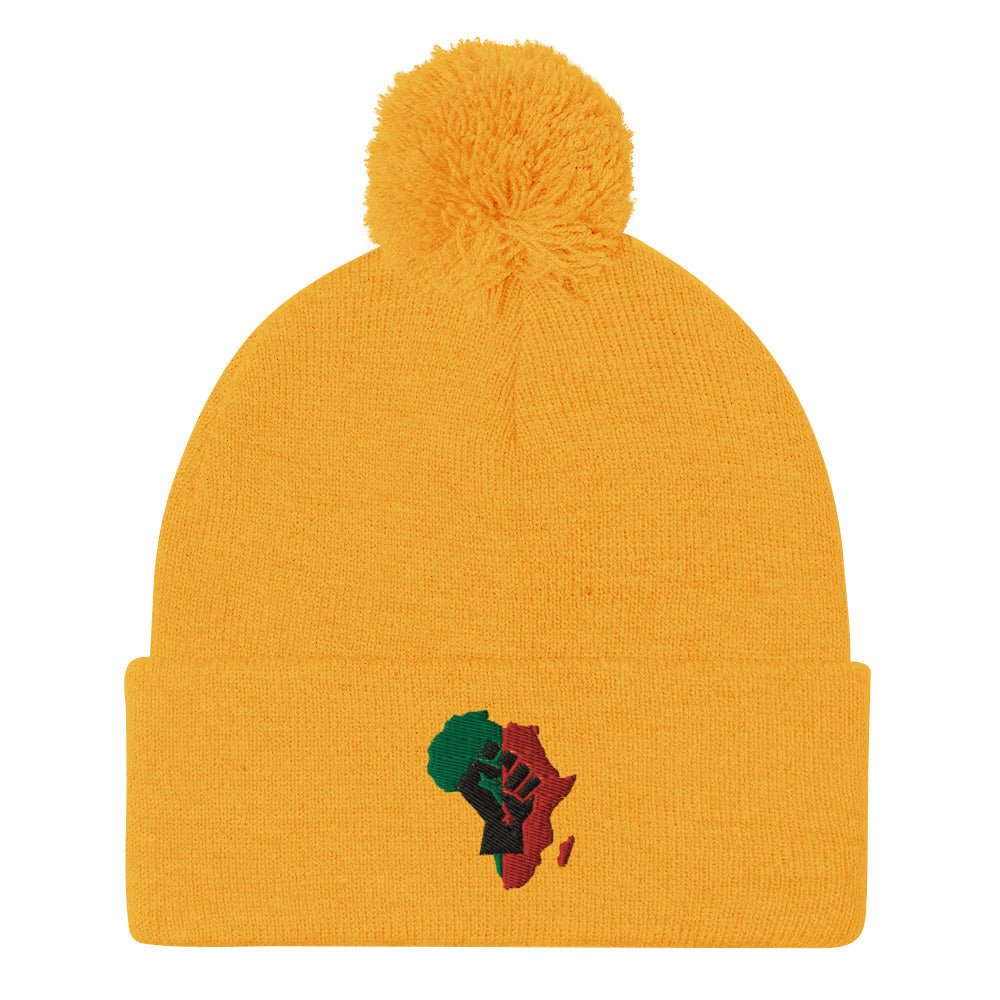 African Map (Fist) Pom-Pom Beanie - Conscious Apparel Store
