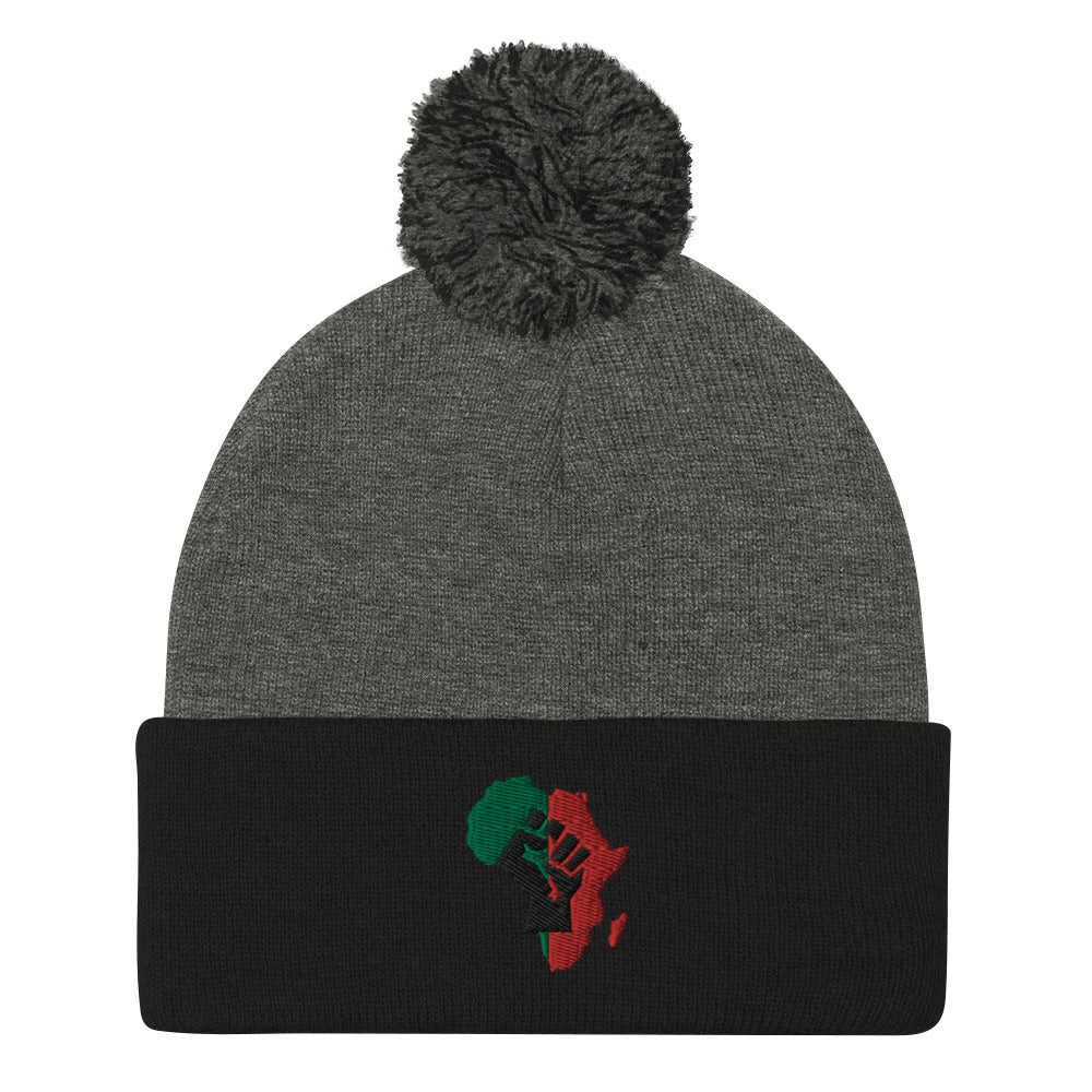 African Map (Fist) Pom-Pom Beanie - Conscious Apparel Store