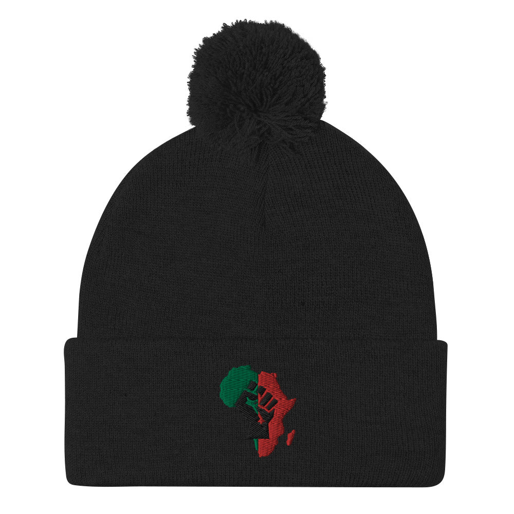African Map (Fist) Pom-Pom Beanie - Conscious Apparel Store