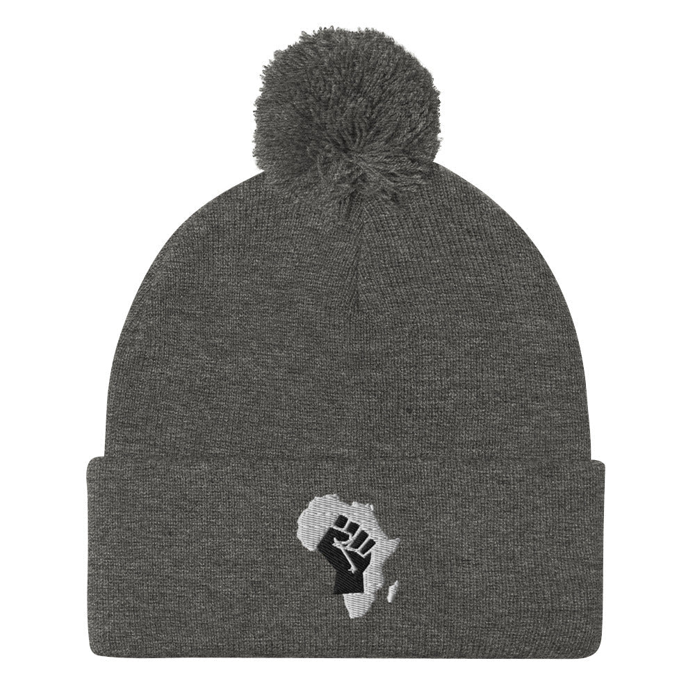 African Map (Fist) Pom-Pom Beanie - Conscious Apparel Store