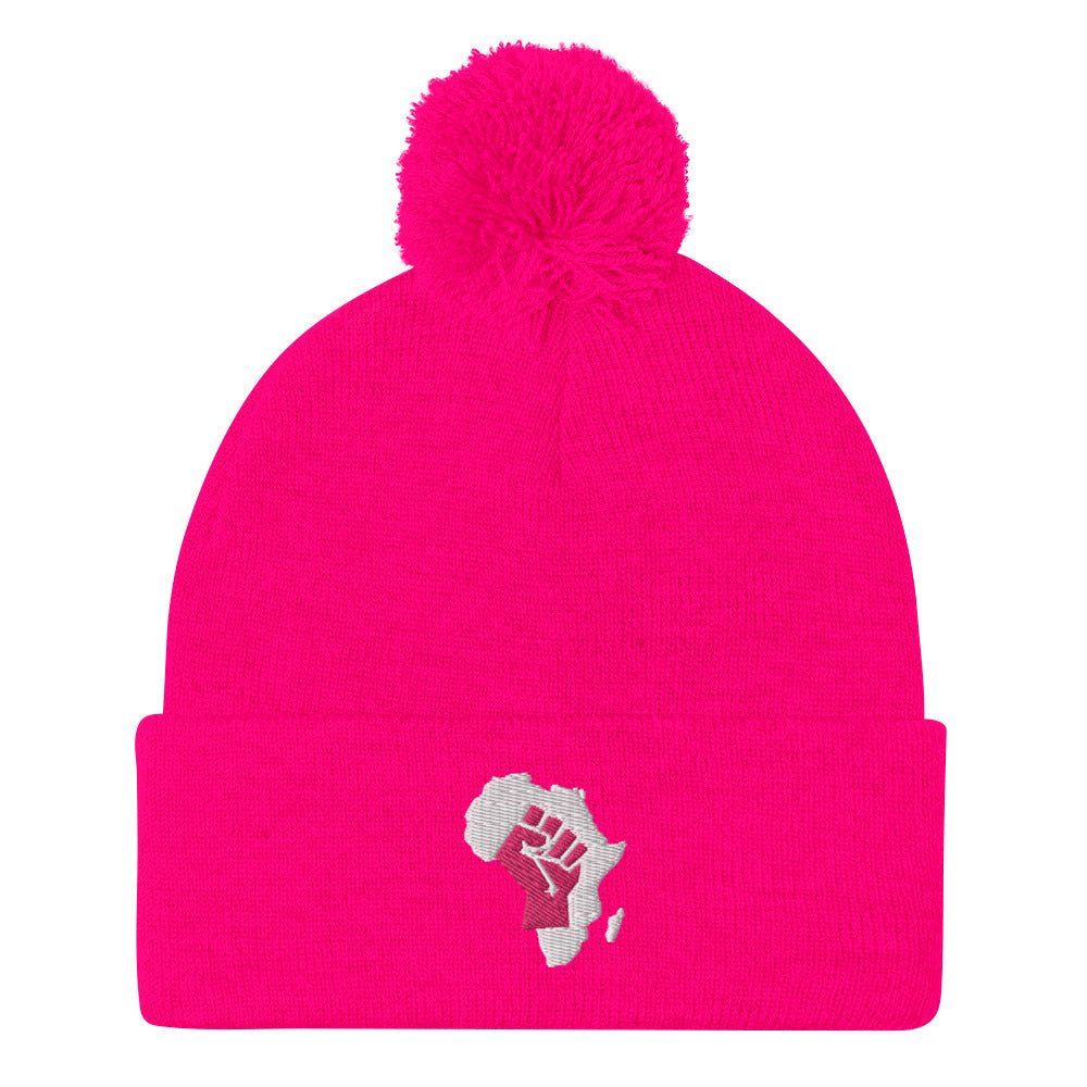 African Map (Fist) Pom-Pom Beanie - Conscious Apparel Store