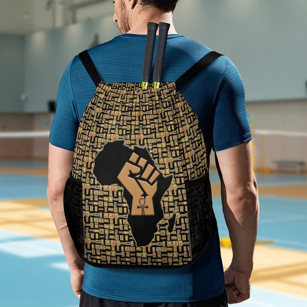 African Pride (Black) Sports Drawstring Bag (6 Colors Available) - Conscious Apparel Store