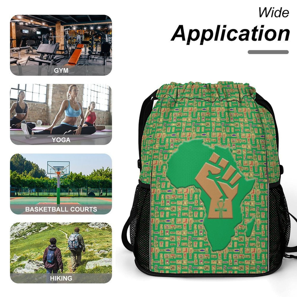 African Pride (Green) Sports Drawstring Bag (6 Colors Available) - Conscious Apparel Store