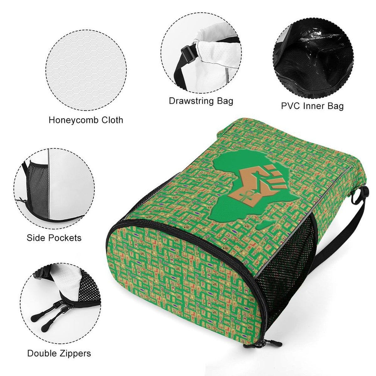 African Pride (Green) Sports Drawstring Bag (6 Colors Available) - Conscious Apparel Store