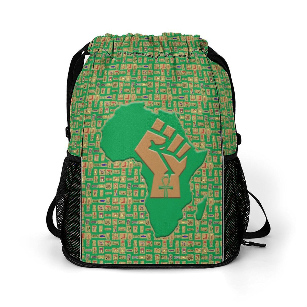 African Pride (Green) Sports Drawstring Bag (6 Colors Available) - Conscious Apparel Store