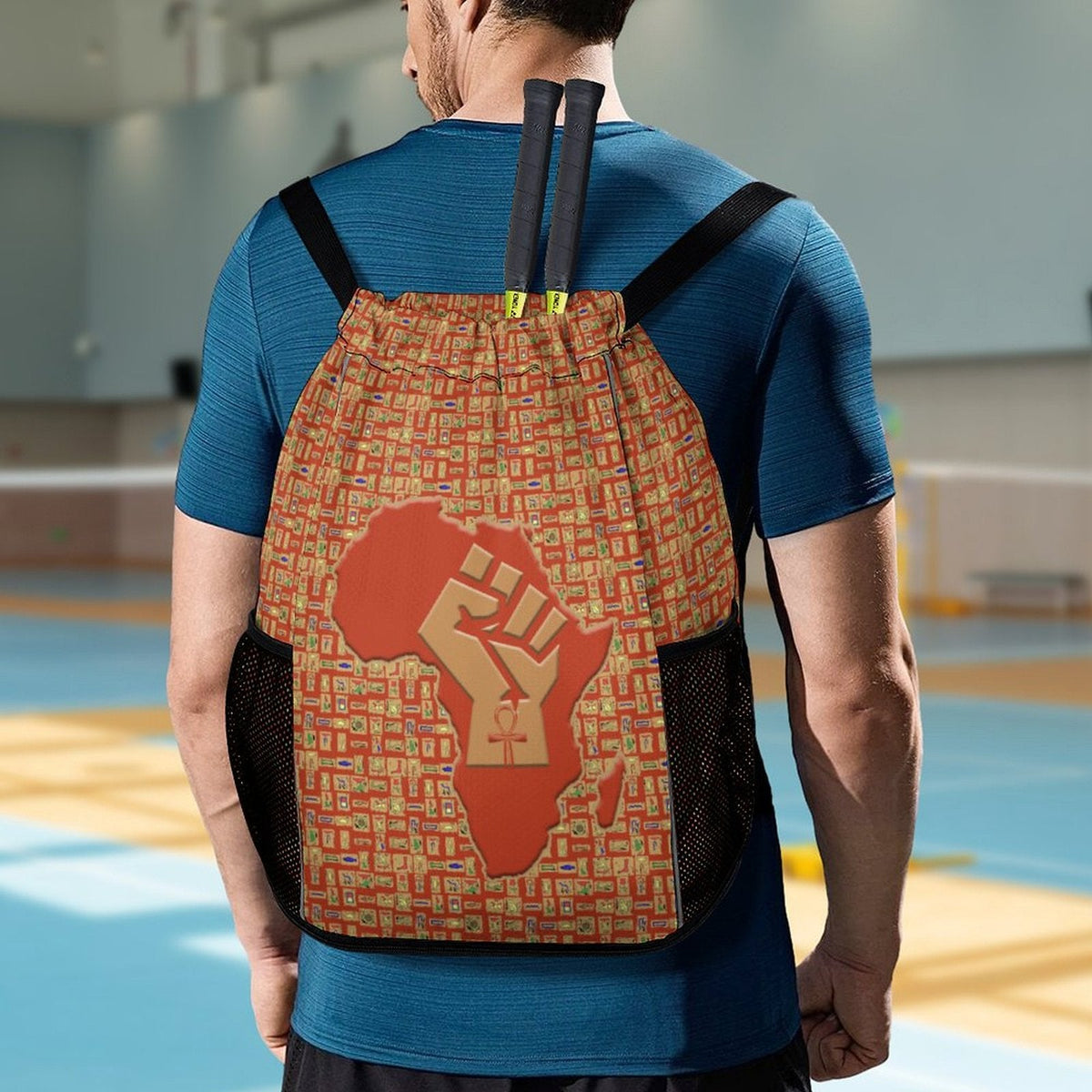 African Pride (Red-Rust) Sports Drawstring Bag (6 Colors Available) - Conscious Apparel Store