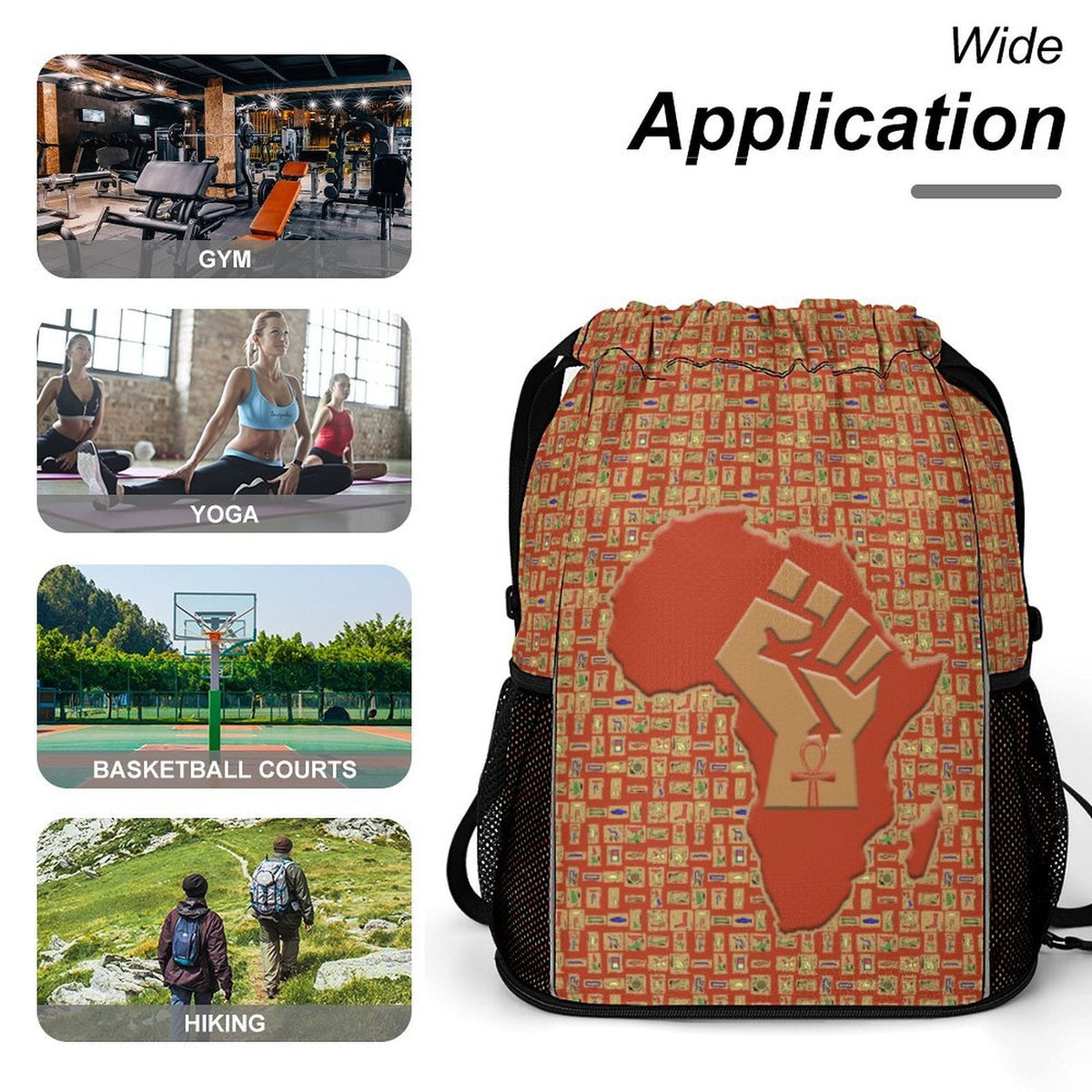 African Pride (Red-Rust) Sports Drawstring Bag (6 Colors Available) - Conscious Apparel Store