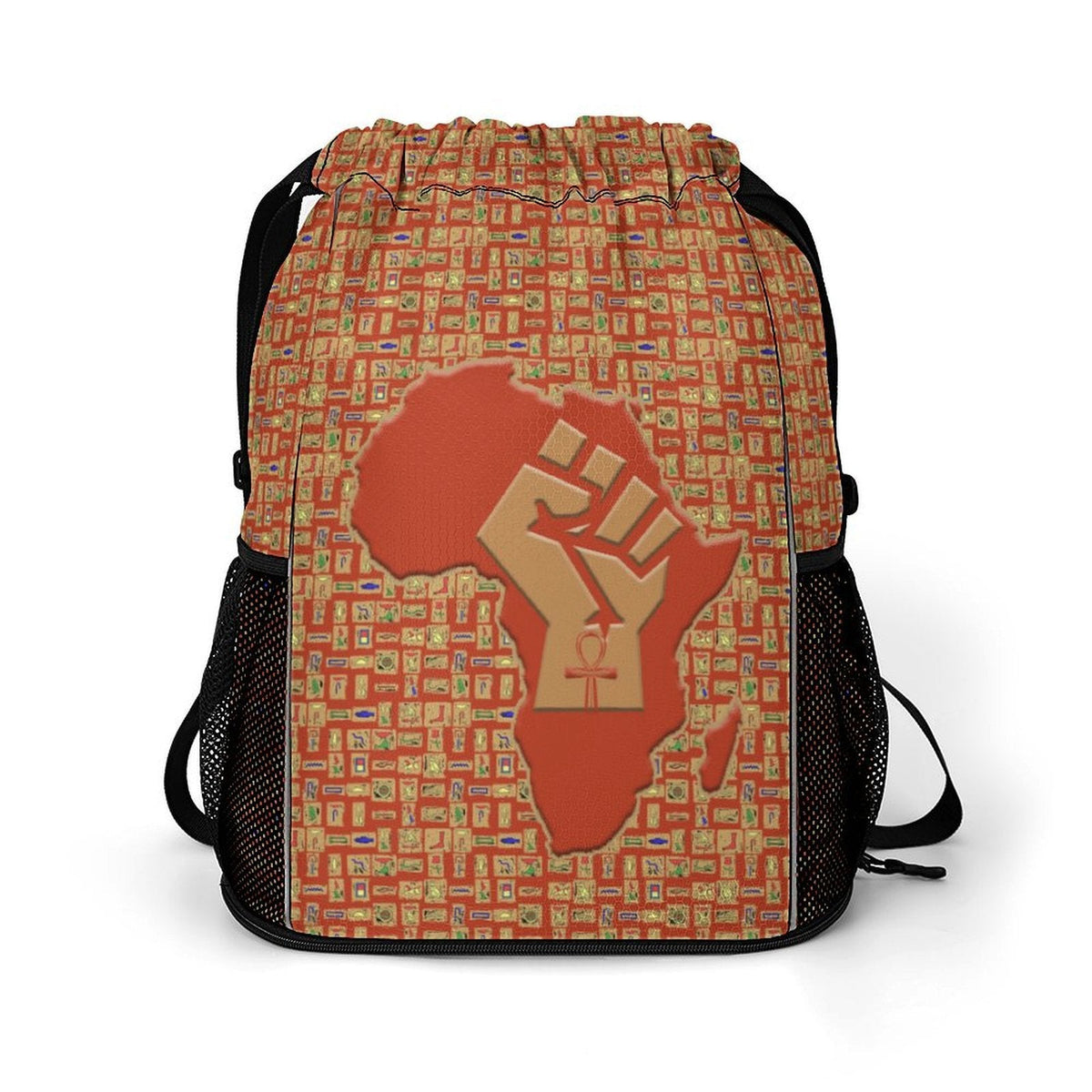 African Pride (Red-Rust) Sports Drawstring Bag (6 Colors Available) - Conscious Apparel Store