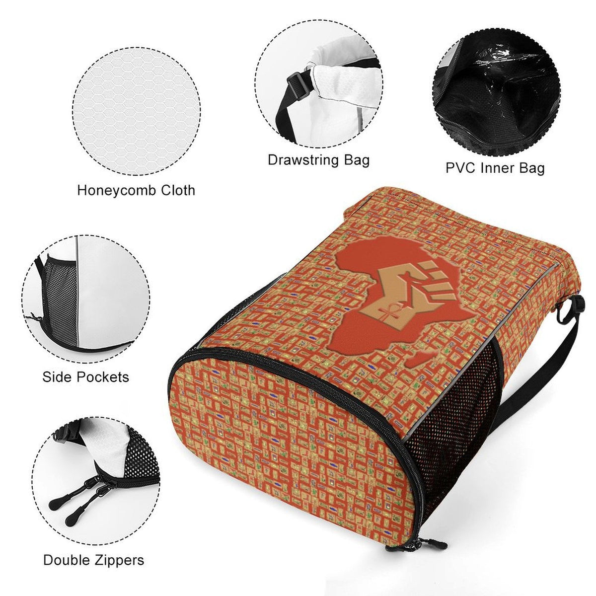 African Pride (Red-Rust) Sports Drawstring Bag (6 Colors Available) - Conscious Apparel Store