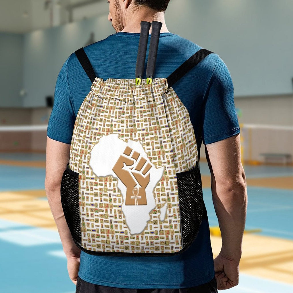 African Pride (White) Sports Drawstring Bag (6 Colors Available) - Conscious Apparel Store