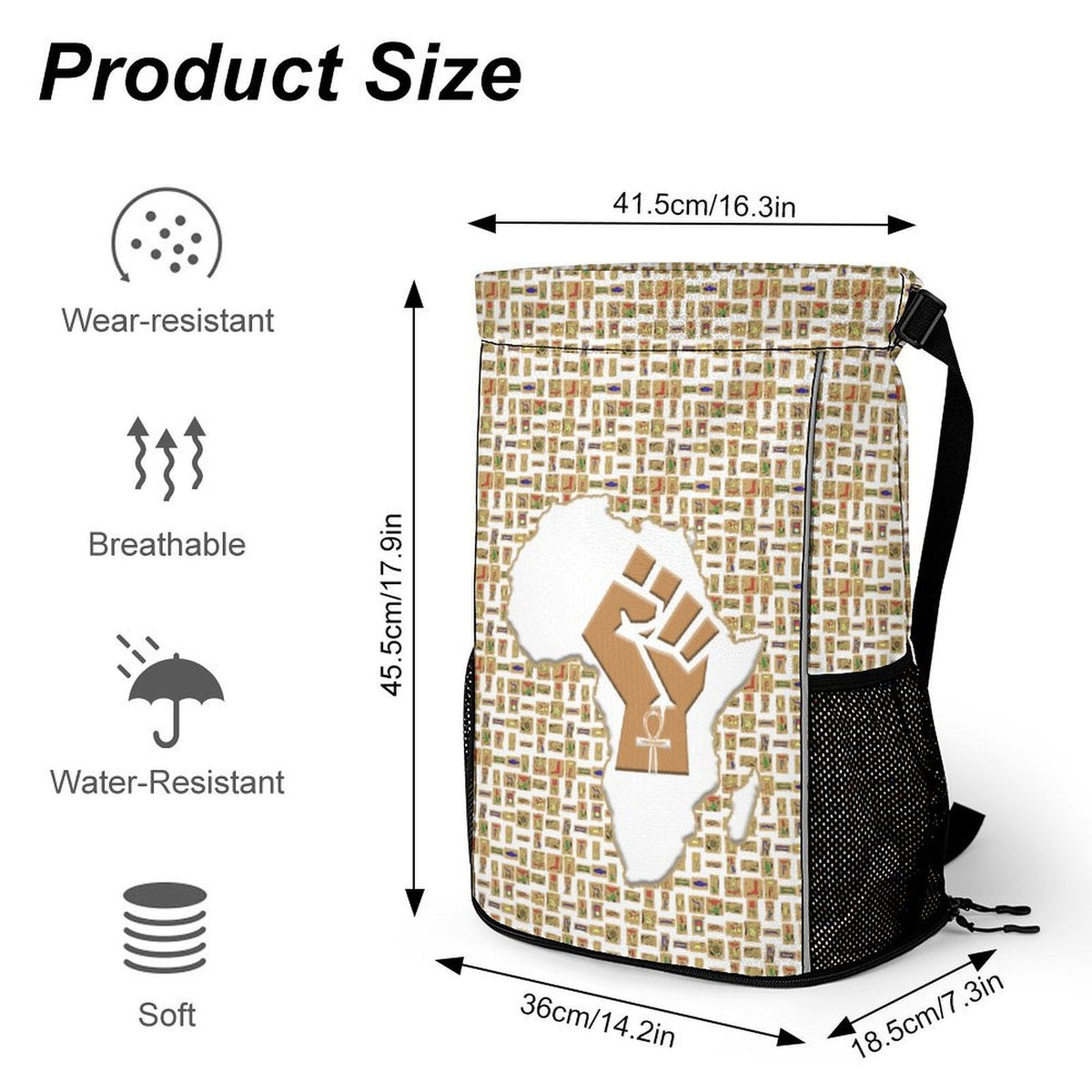 African Pride (White) Sports Drawstring Bag (6 Colors Available) - Conscious Apparel Store