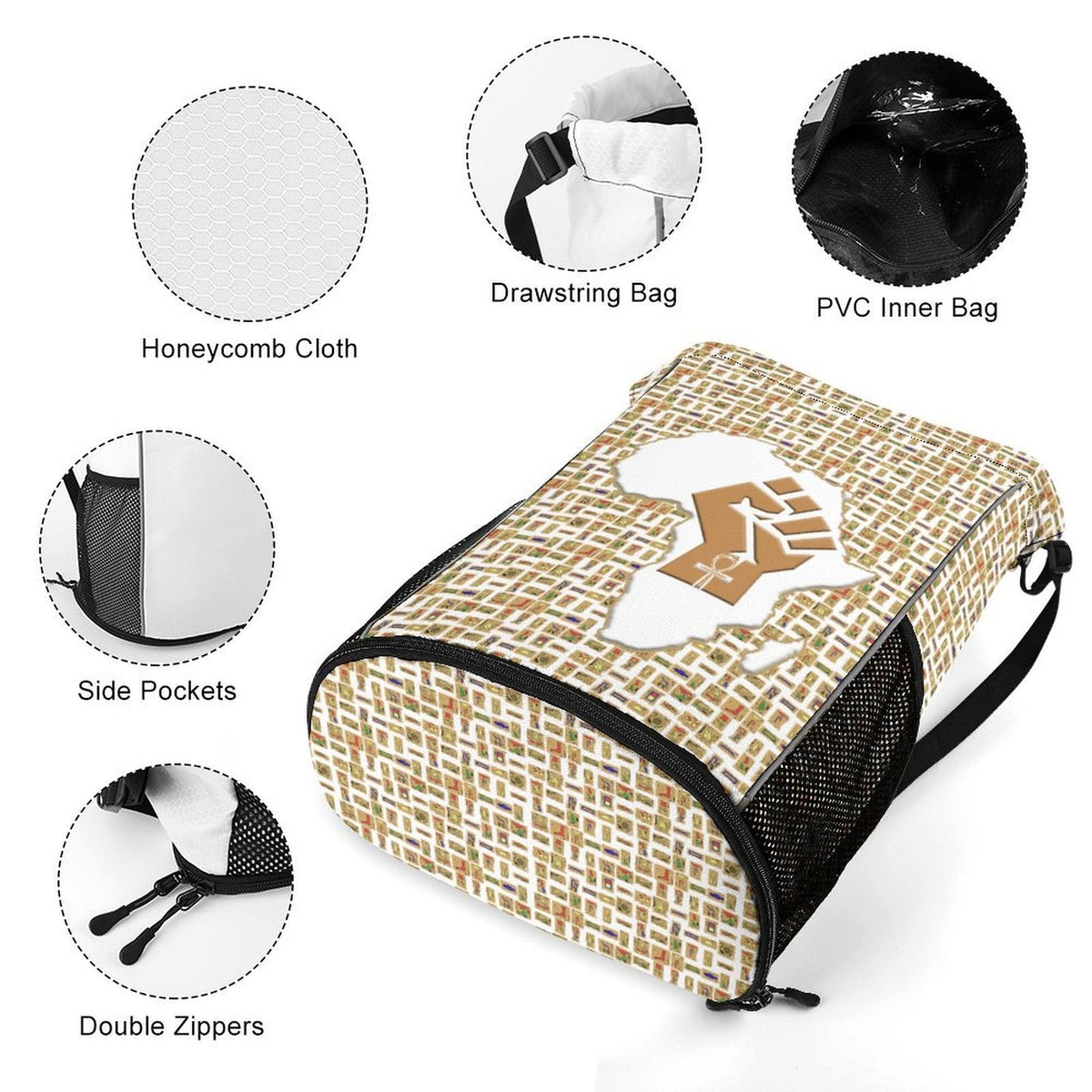 African Pride (White) Sports Drawstring Bag (6 Colors Available) - Conscious Apparel Store