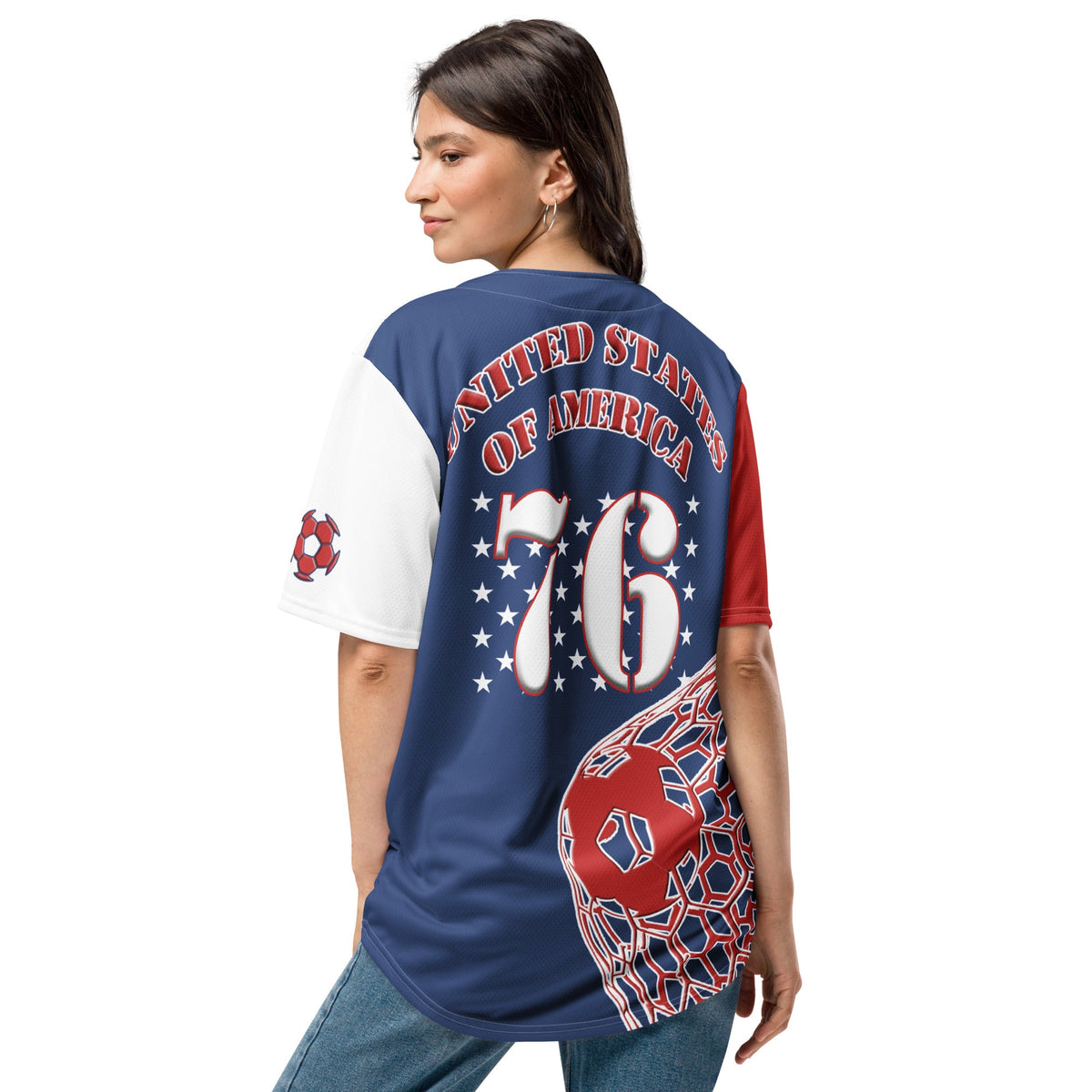 American Soccer Themed Button-Down Sport Jersey - Conscious Apparel Store