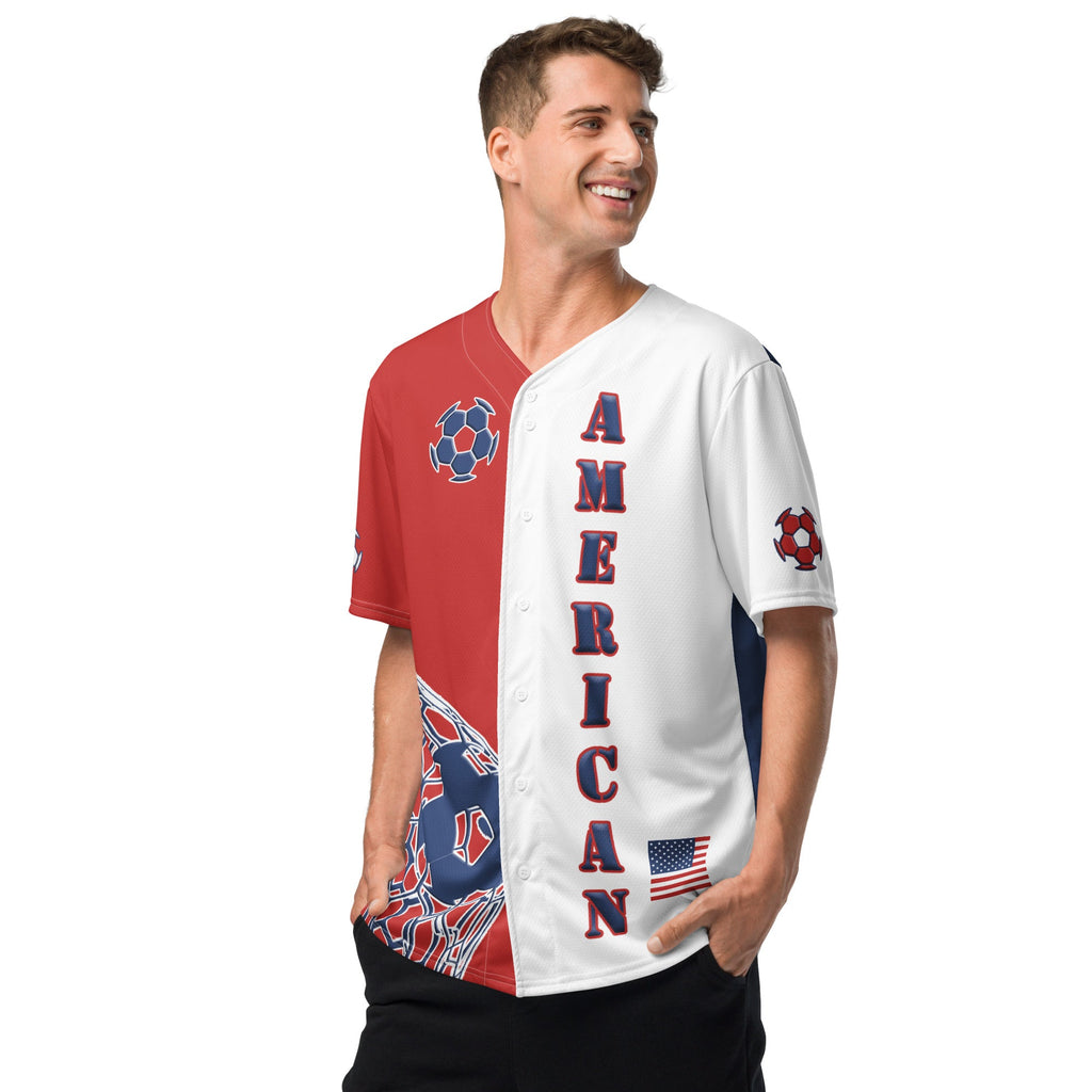 American Soccer Themed Button-Down Sport Jersey - Conscious Apparel Store
