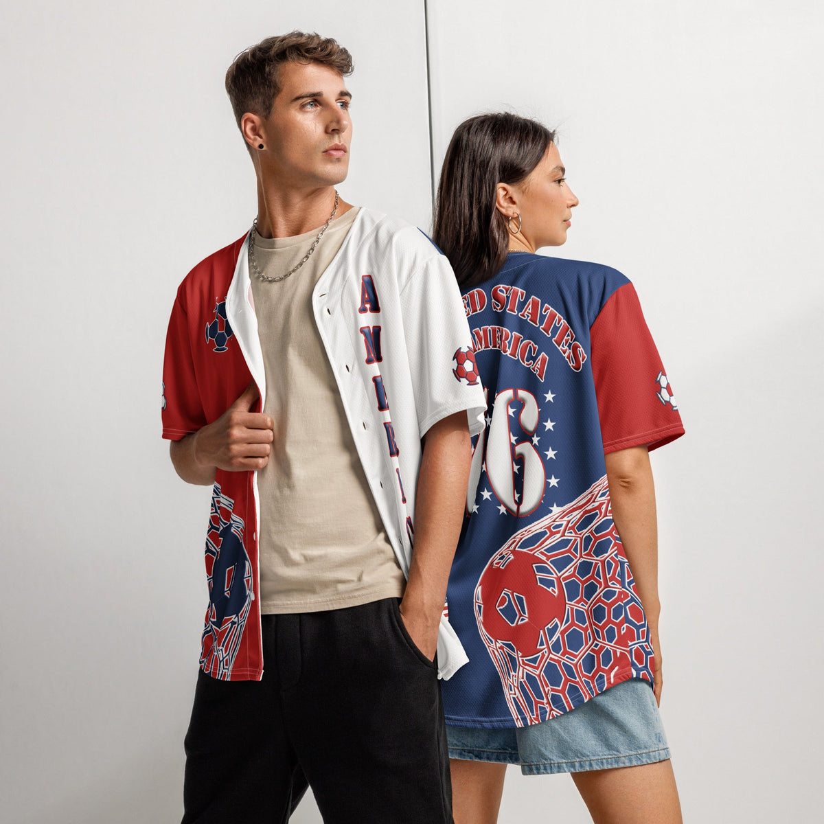 American Soccer Themed Button-Down Sport Jersey - Conscious Apparel Store