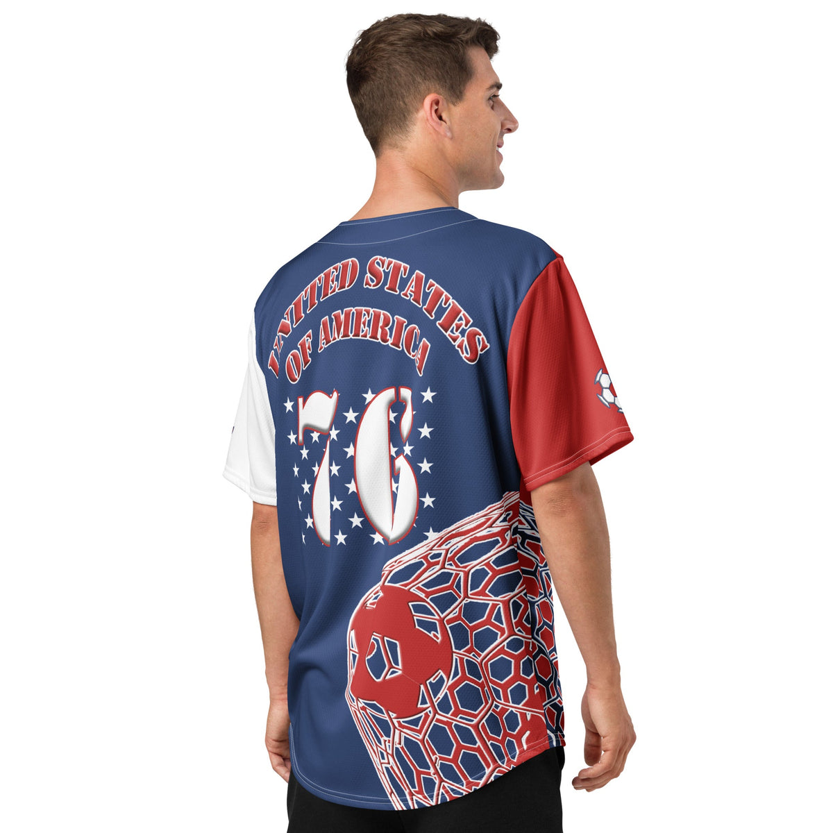 American Soccer Themed Button-Down Sport Jersey - Conscious Apparel Store