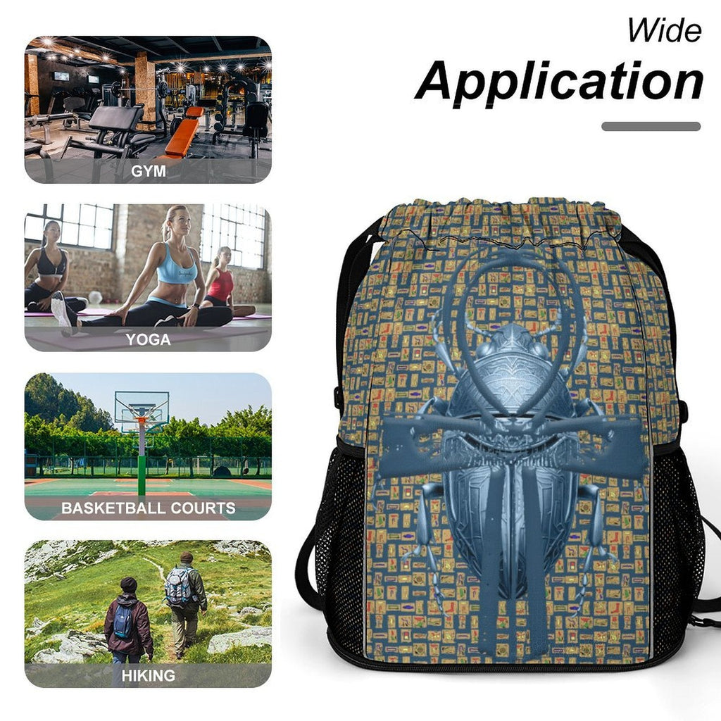 Ancient Nubia (Blue) Sports Drawstring Bag (6 Colors Available) - Conscious Apparel Store