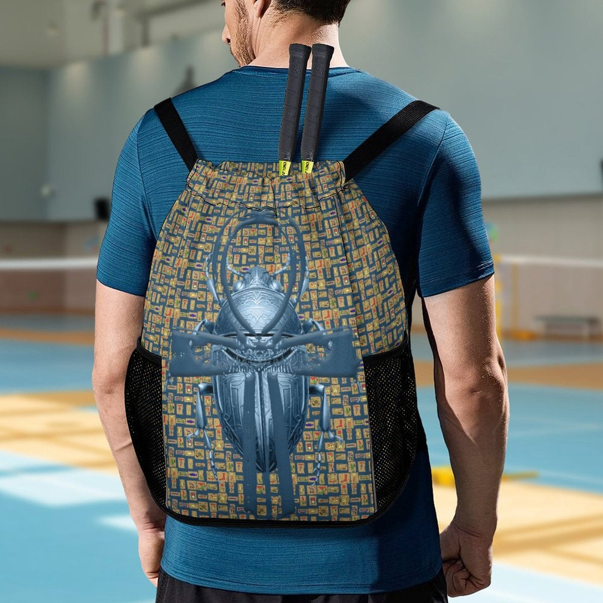 Ancient Nubia (Blue) Sports Drawstring Bag (6 Colors Available) - Conscious Apparel Store